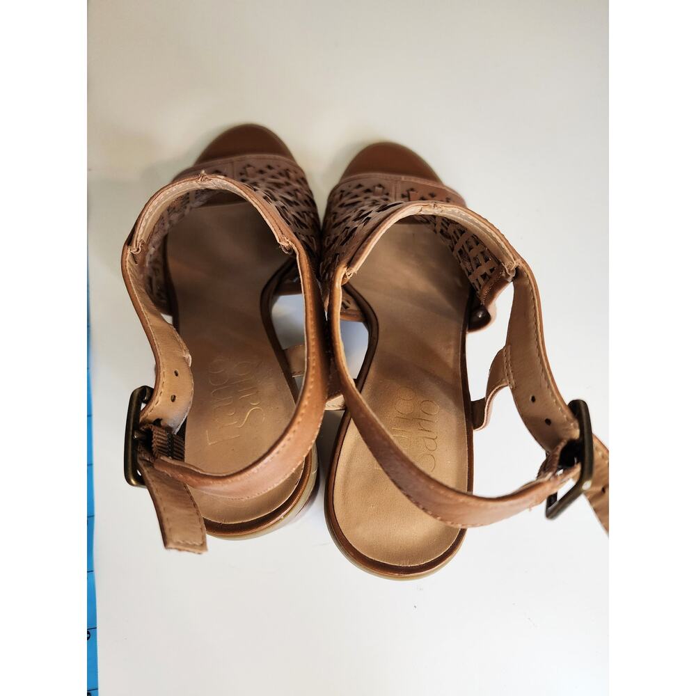 FRANCO SARTO Perforated Hartlet 3" Slingback Block Heel Sandals Brown Size 7 - Picture 5 of 8